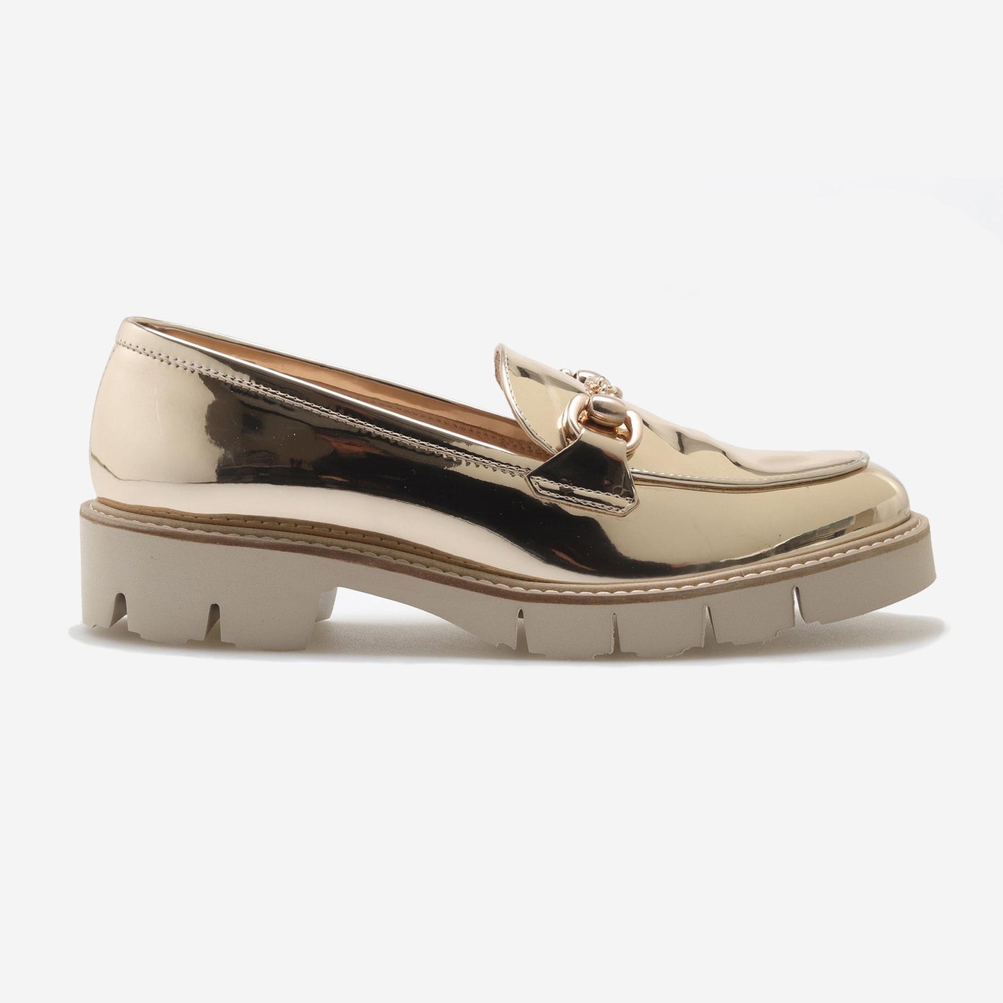 Mocassins em Pele metalizada