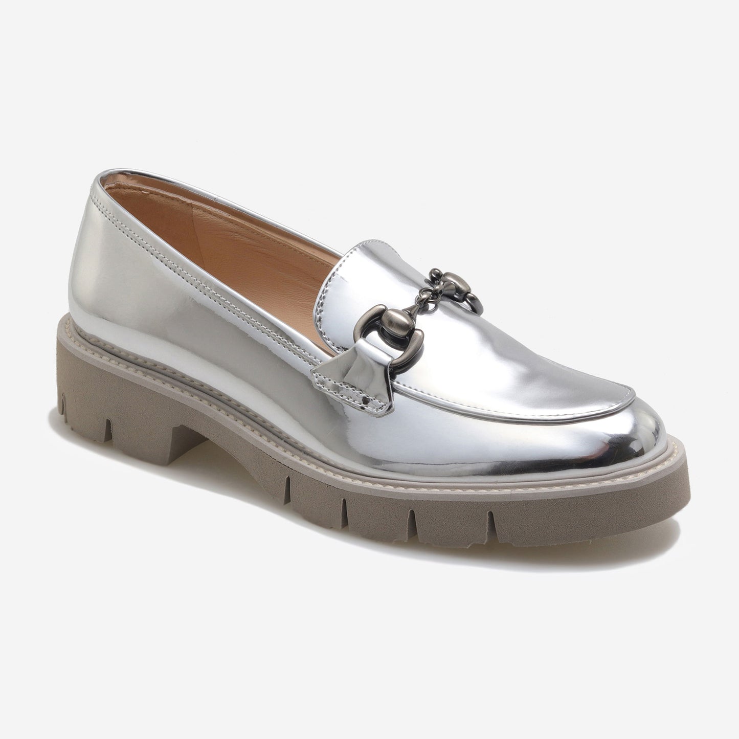 Mocassins em Pele metalizada