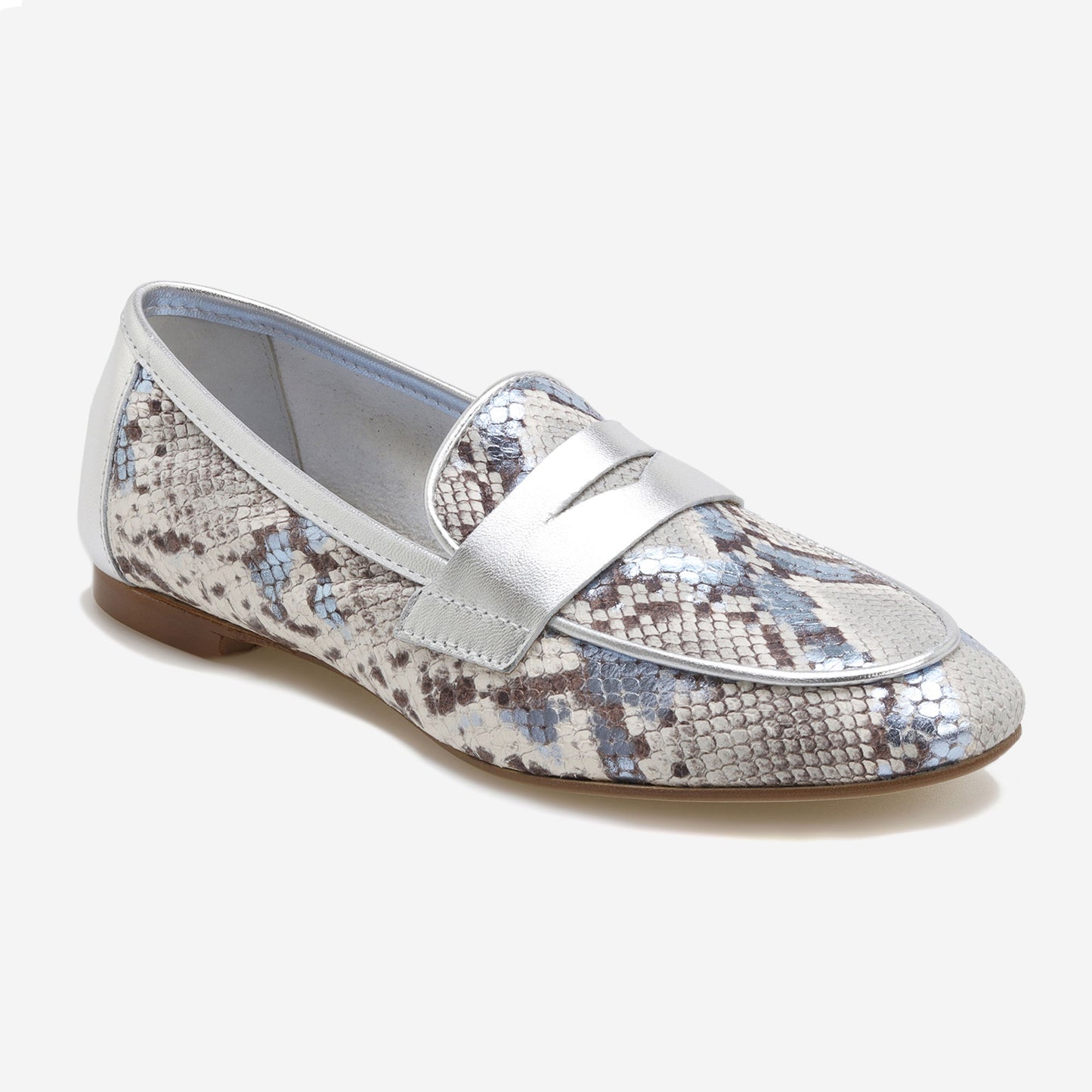 Mocassins em Pele Metalizada