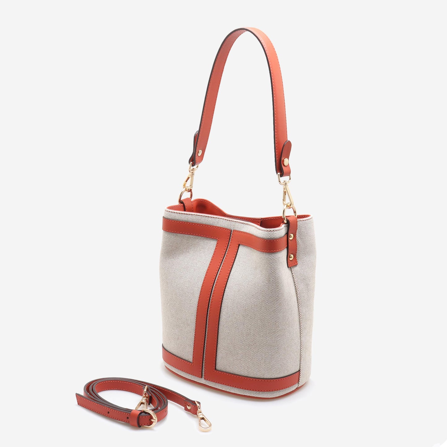 Saco Bicolor em Canvas e Pele