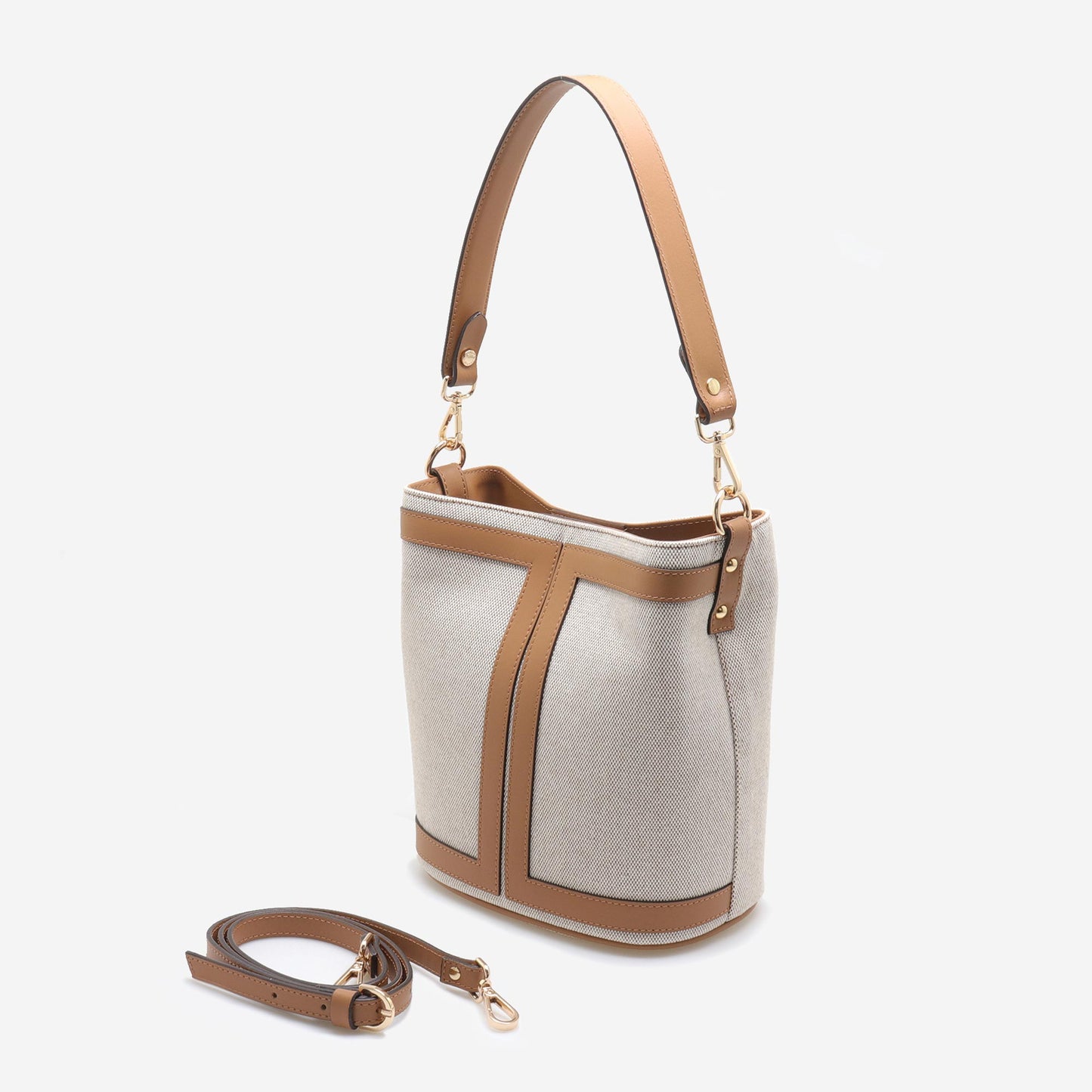 Saco Bicolor em Canvas e Pele