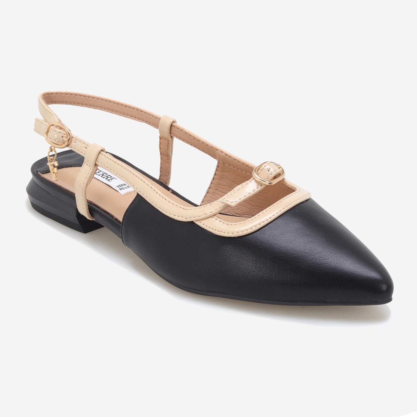 Sapatos Scarpin Bicolor com fivela