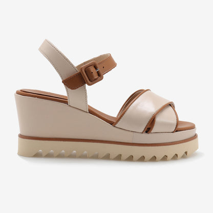 Ladies leather wedge sandal