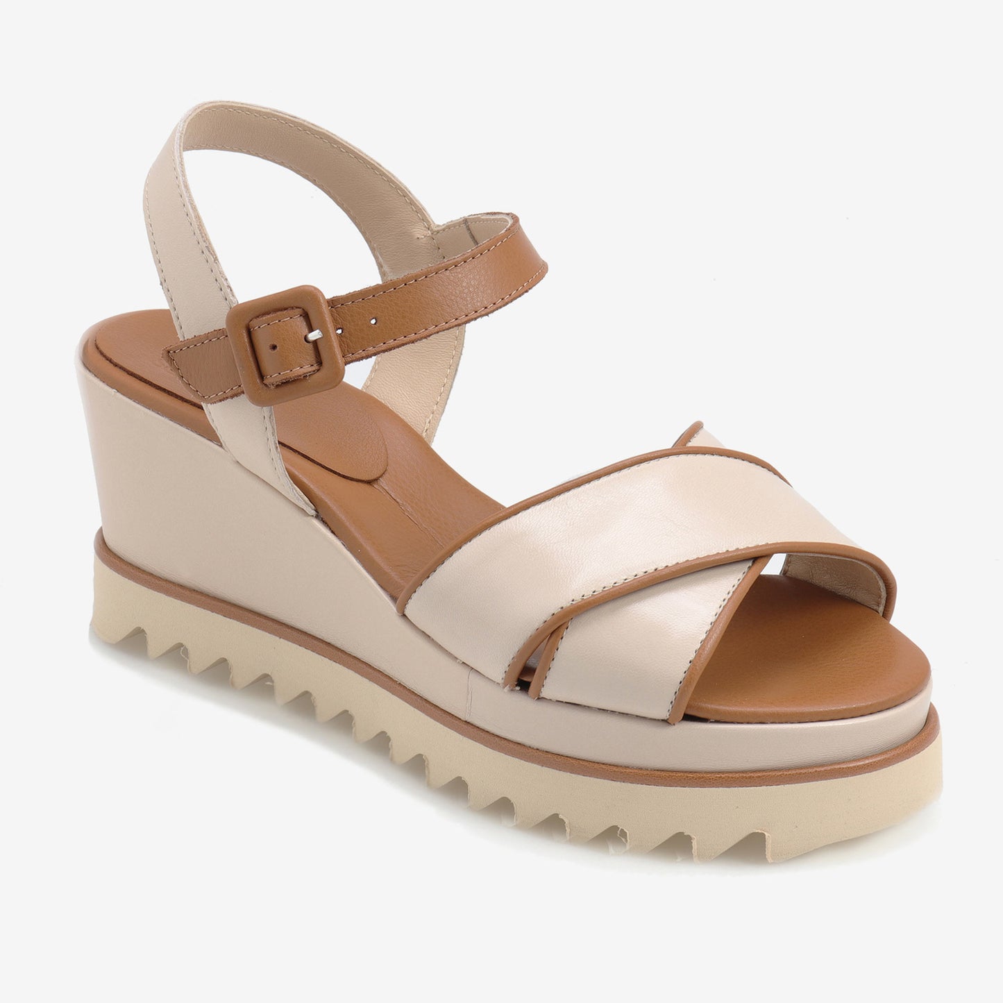 Ladies leather wedge sandal