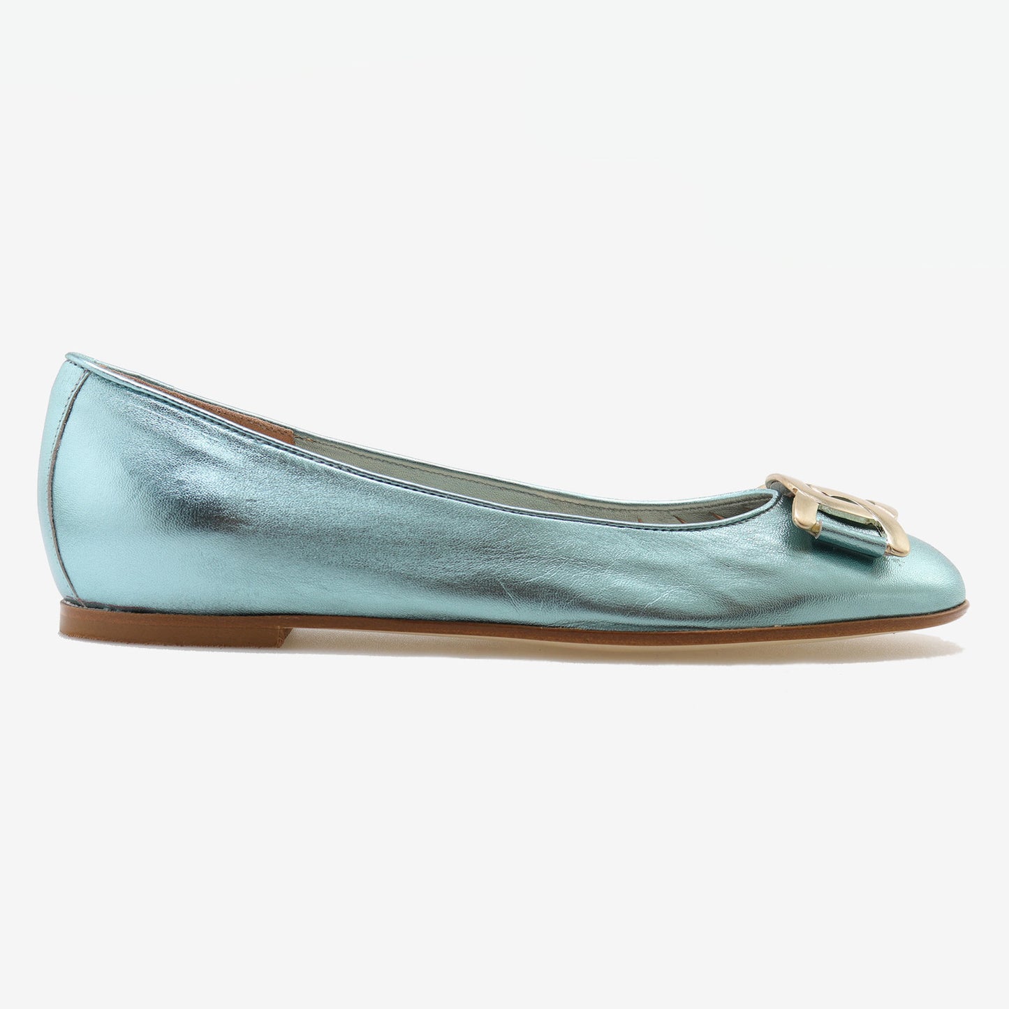 Metallic leather ballerina