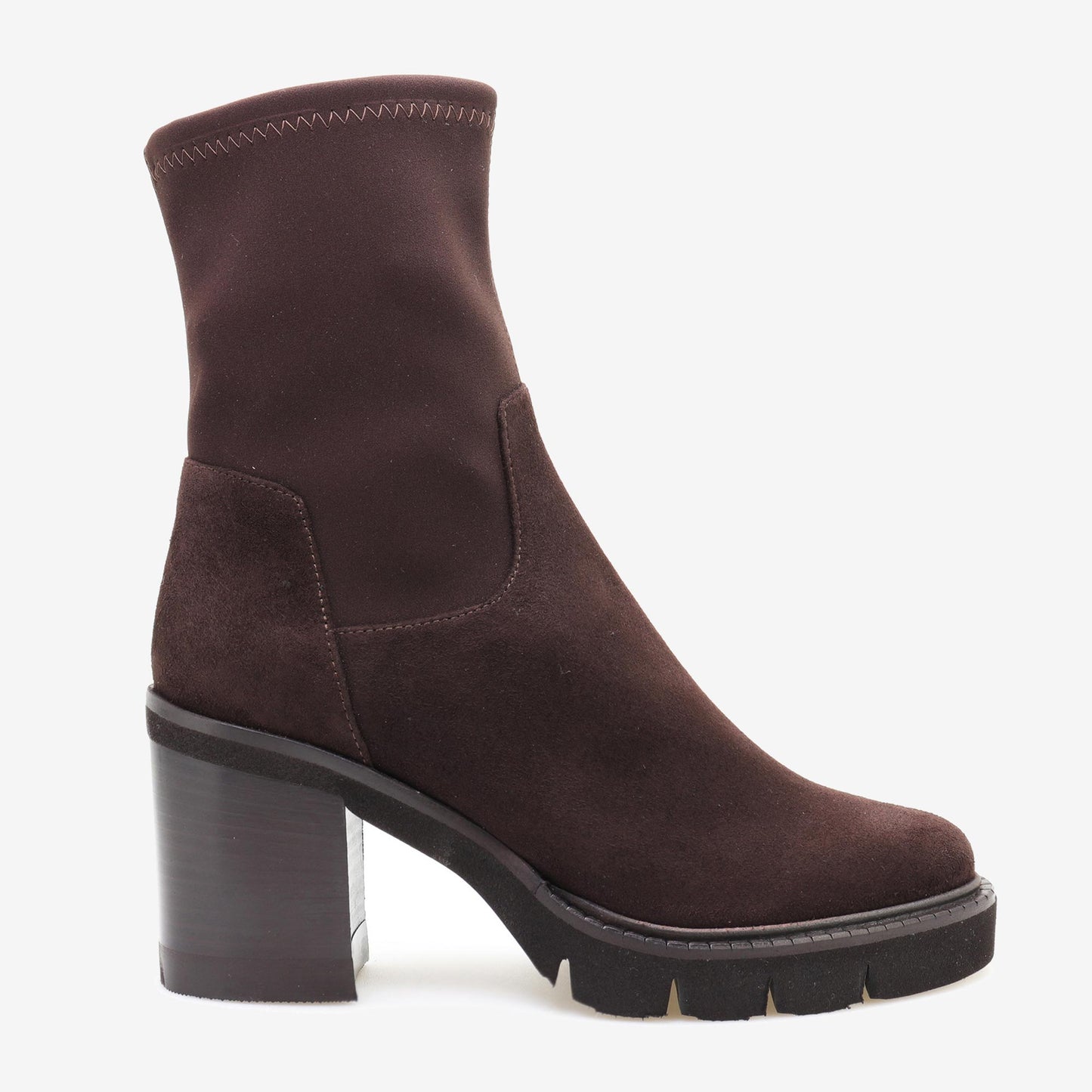 Women's suede ankle boots and lycra upper