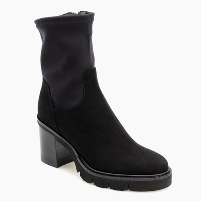 Women's suede ankle boots and lycra upper