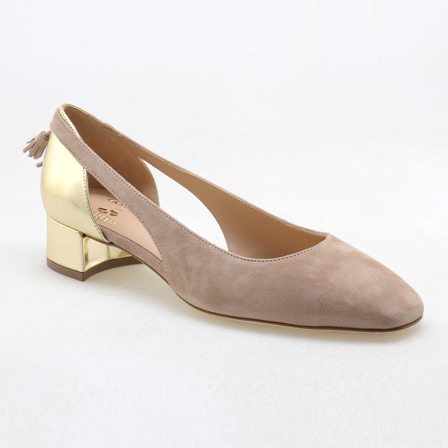 Bi-material suede leather pumps