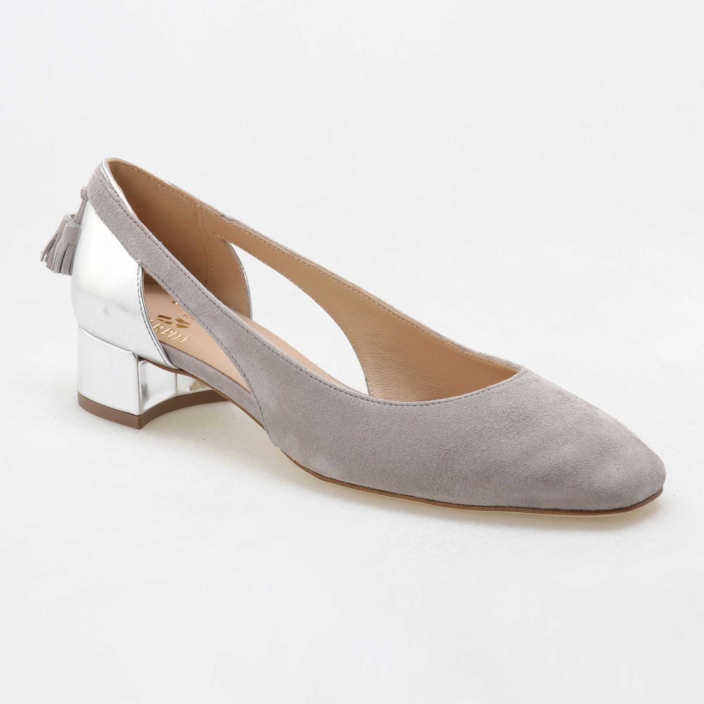 Bi-material suede leather pumps