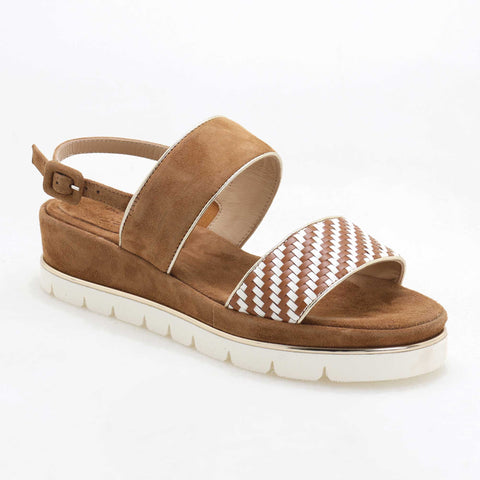 Suede and braided leather sandals
