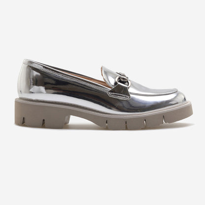 Mocassins em Pele metalizada