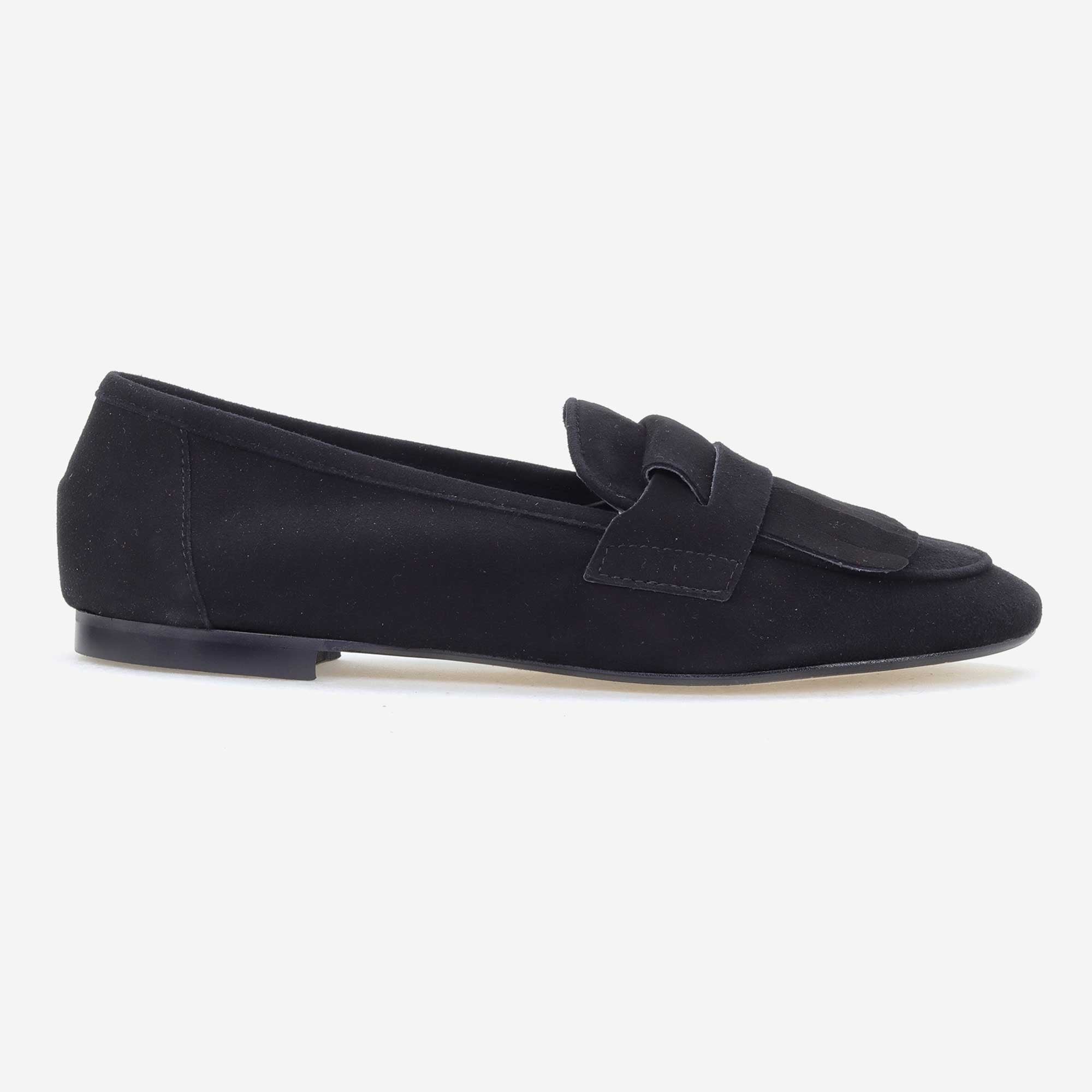 Women's suede loafers with fringes