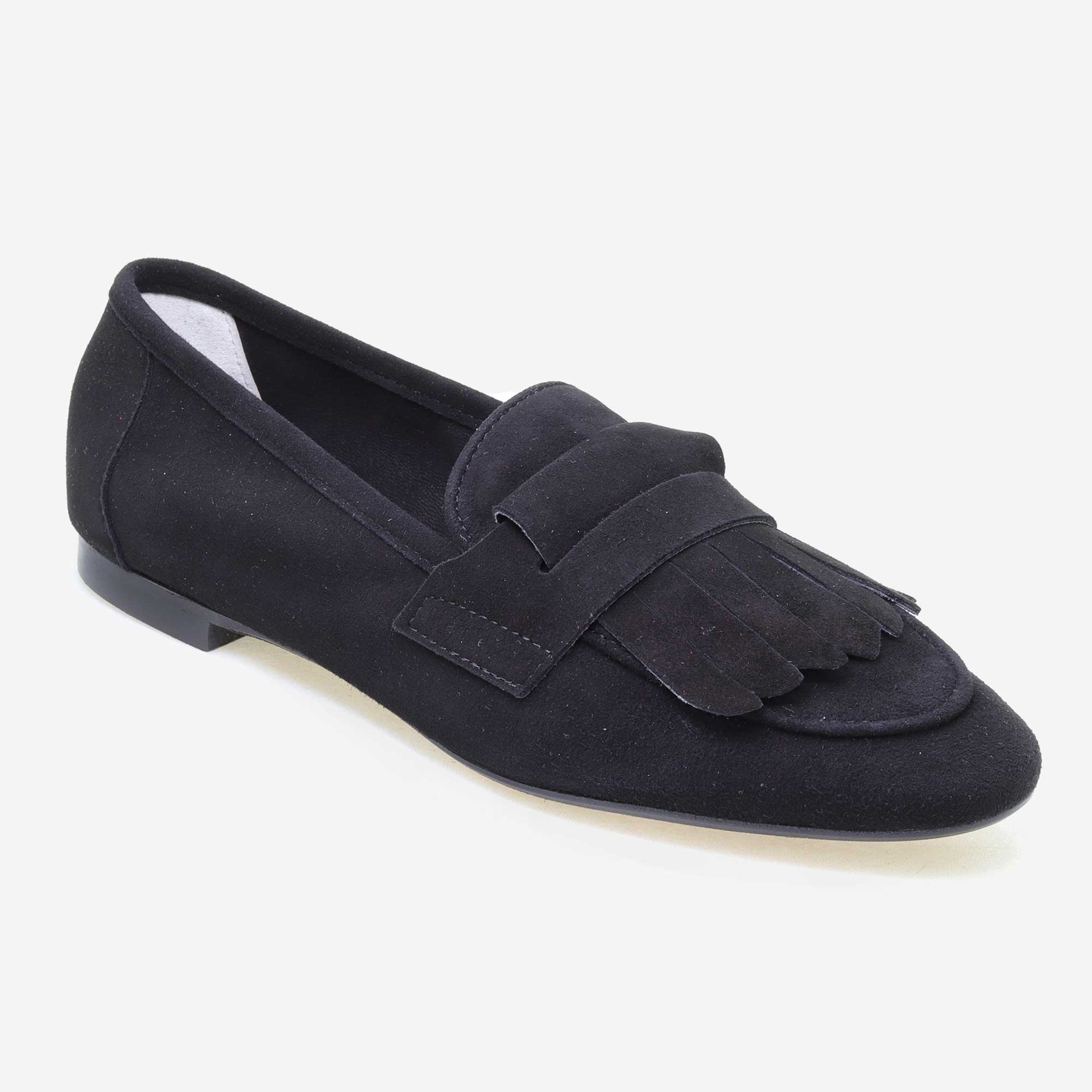 Women's suede loafers with fringes