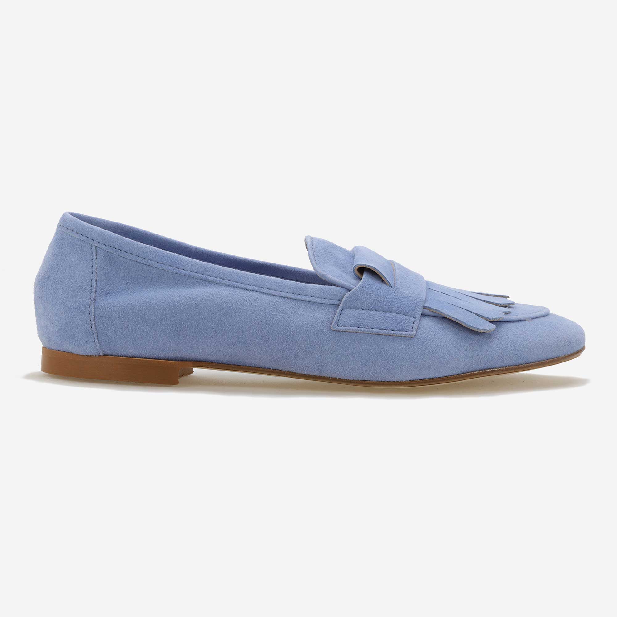 Women's suede loafers with fringes