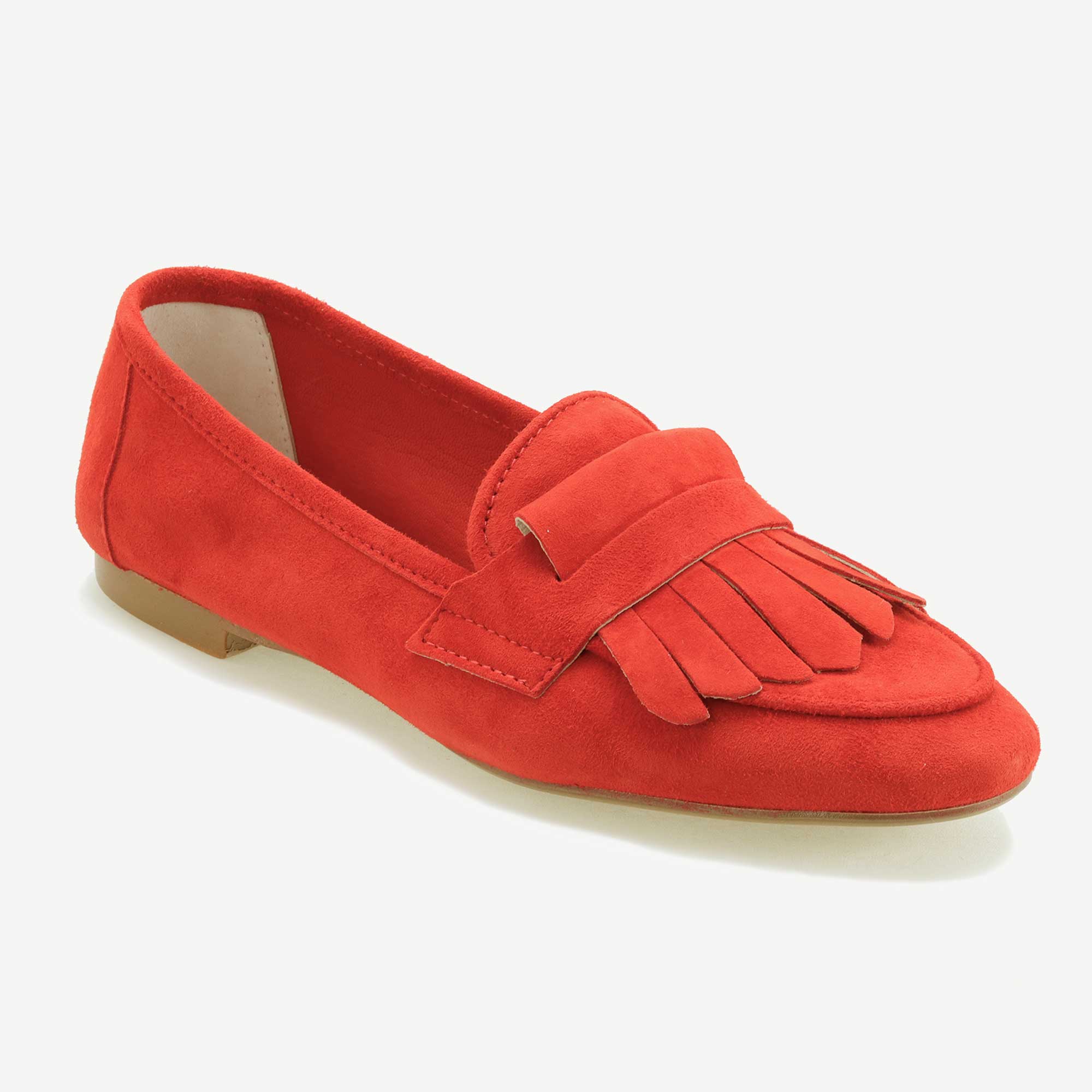 Women's suede loafers with fringes