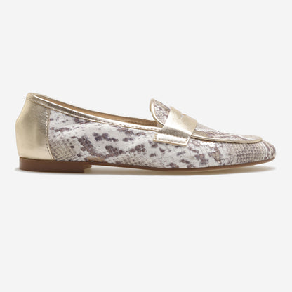 Mocassins em Pele Metalizada