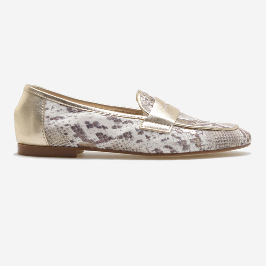 Mocassins em Pele Metalizada