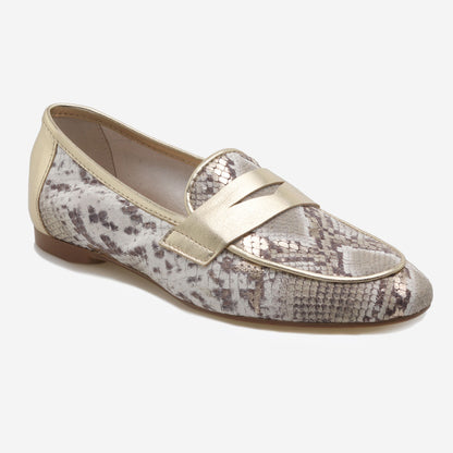 Mocassins em Pele Metalizada