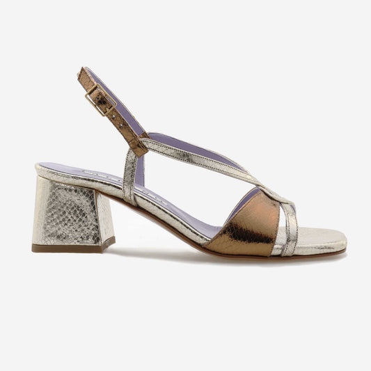 Women's toilette metallic leather sandal