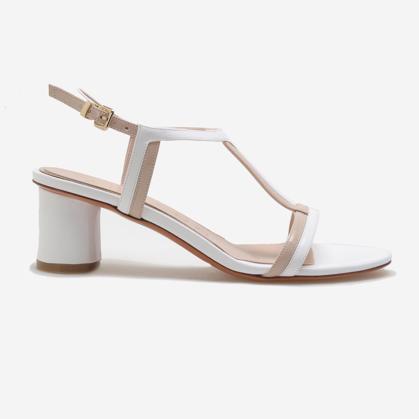 Two-tone patent leather sandals