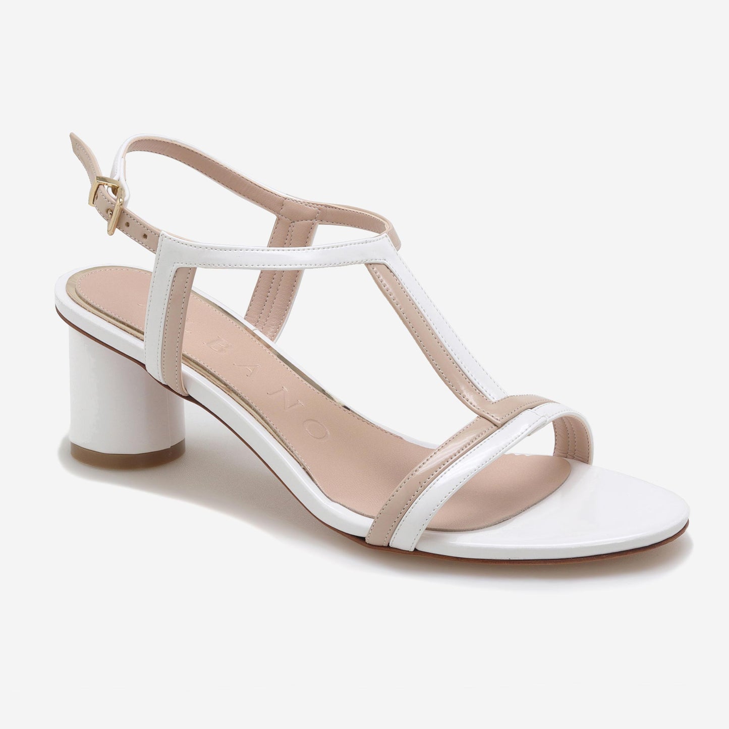 Two-tone patent leather sandals