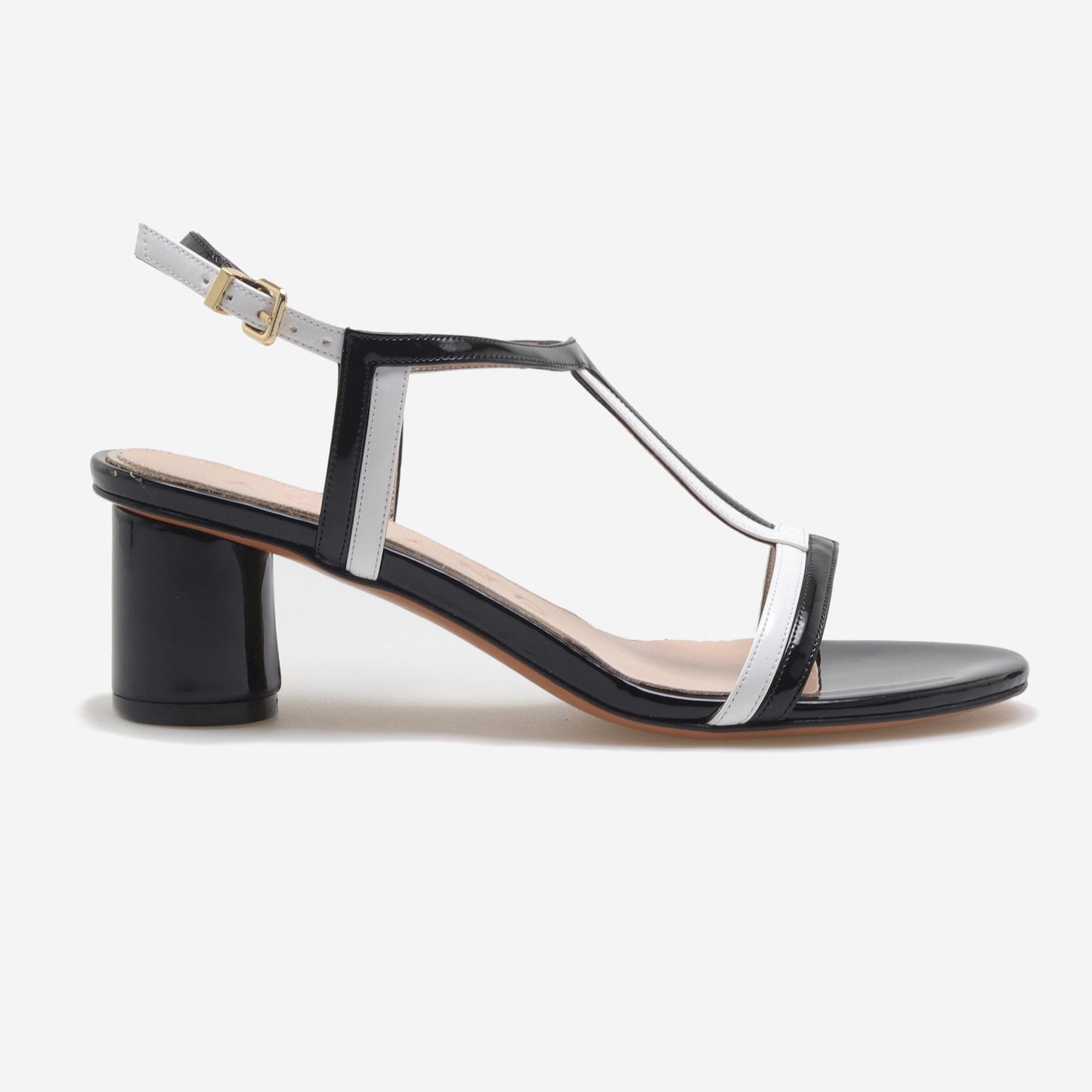 Two-tone patent leather sandals