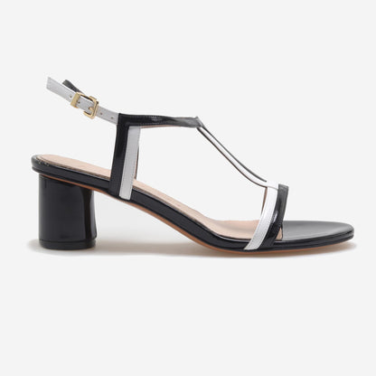 Two-tone patent leather sandals