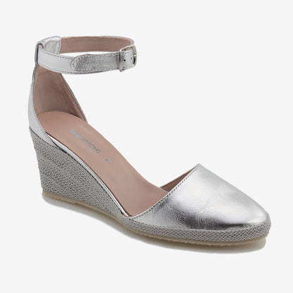 Summer metallic leather espadrille