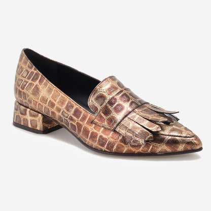 Sapatos Scarpin Croco com Franja