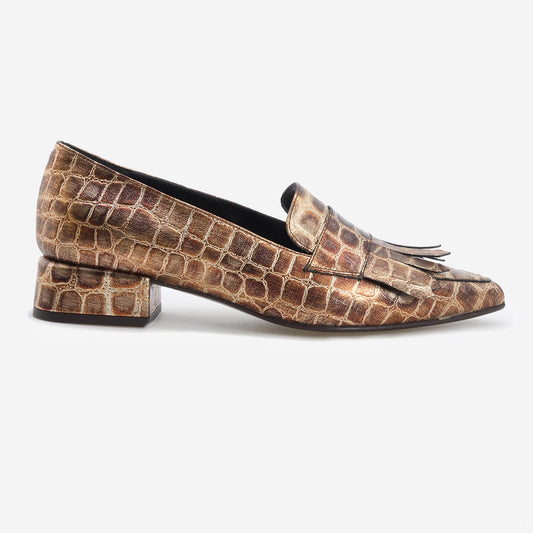 Sapatos Scarpin Croco com Franja