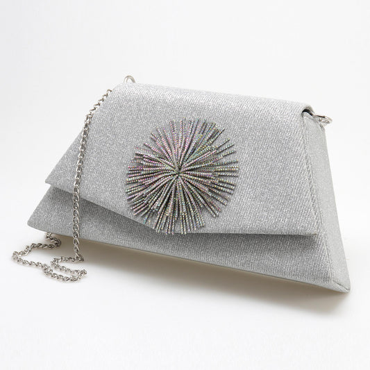 Ladies toilette pochette with rhinestone pompom