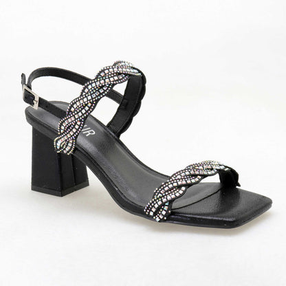 Women's toilette sandal with rhinestone straps