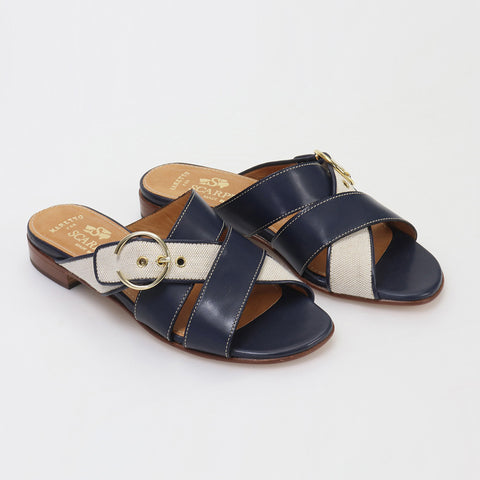 Leather and canvas sandals