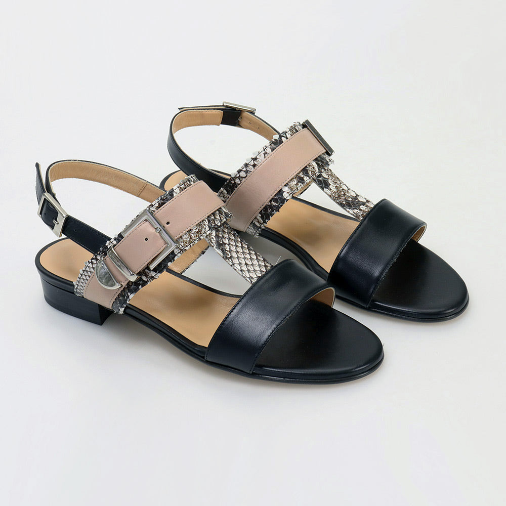 Tricolor leather ladies sandal