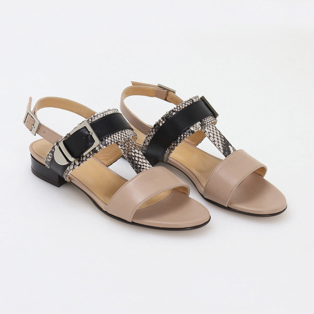 Tricolor leather ladies sandal