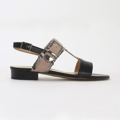 Tricolor leather ladies sandal