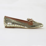 Load image in gallery viewer, Moccasin croco gold