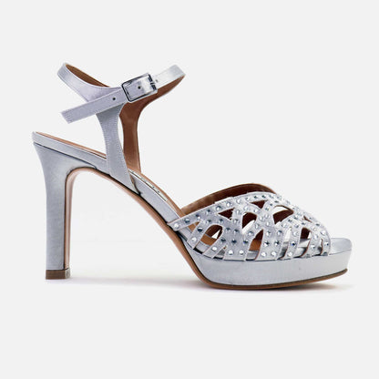 Ladies toilette satin sandal with rhinestones