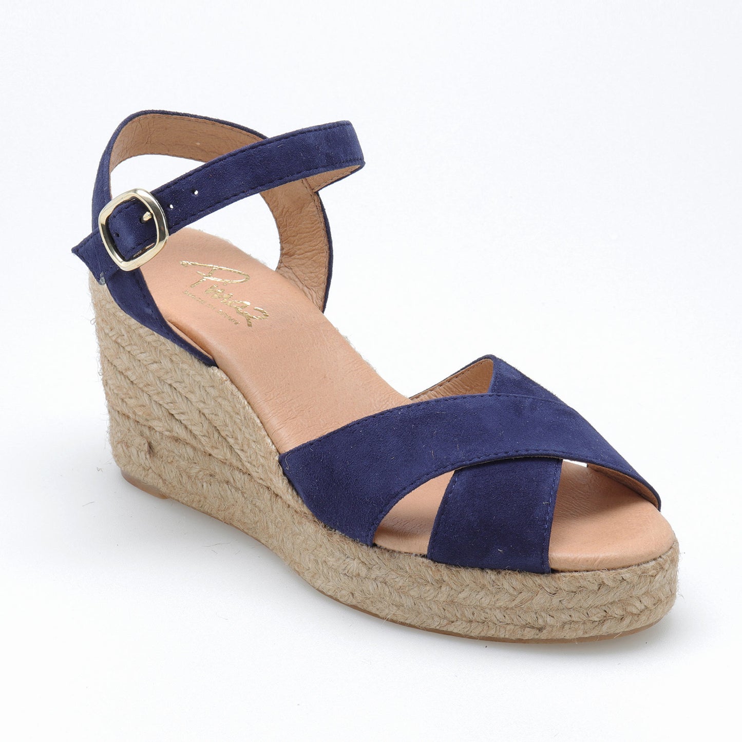 Summer suede espadrille with crossed straps