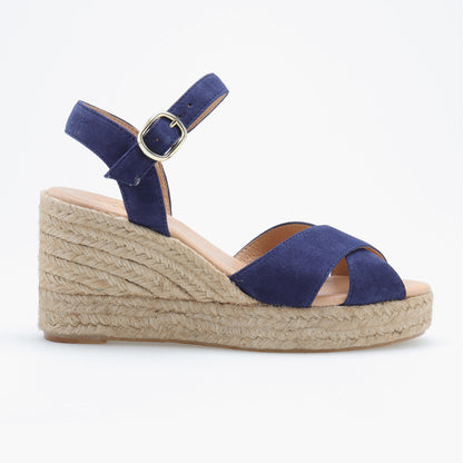 Summer suede espadrille with crossed straps