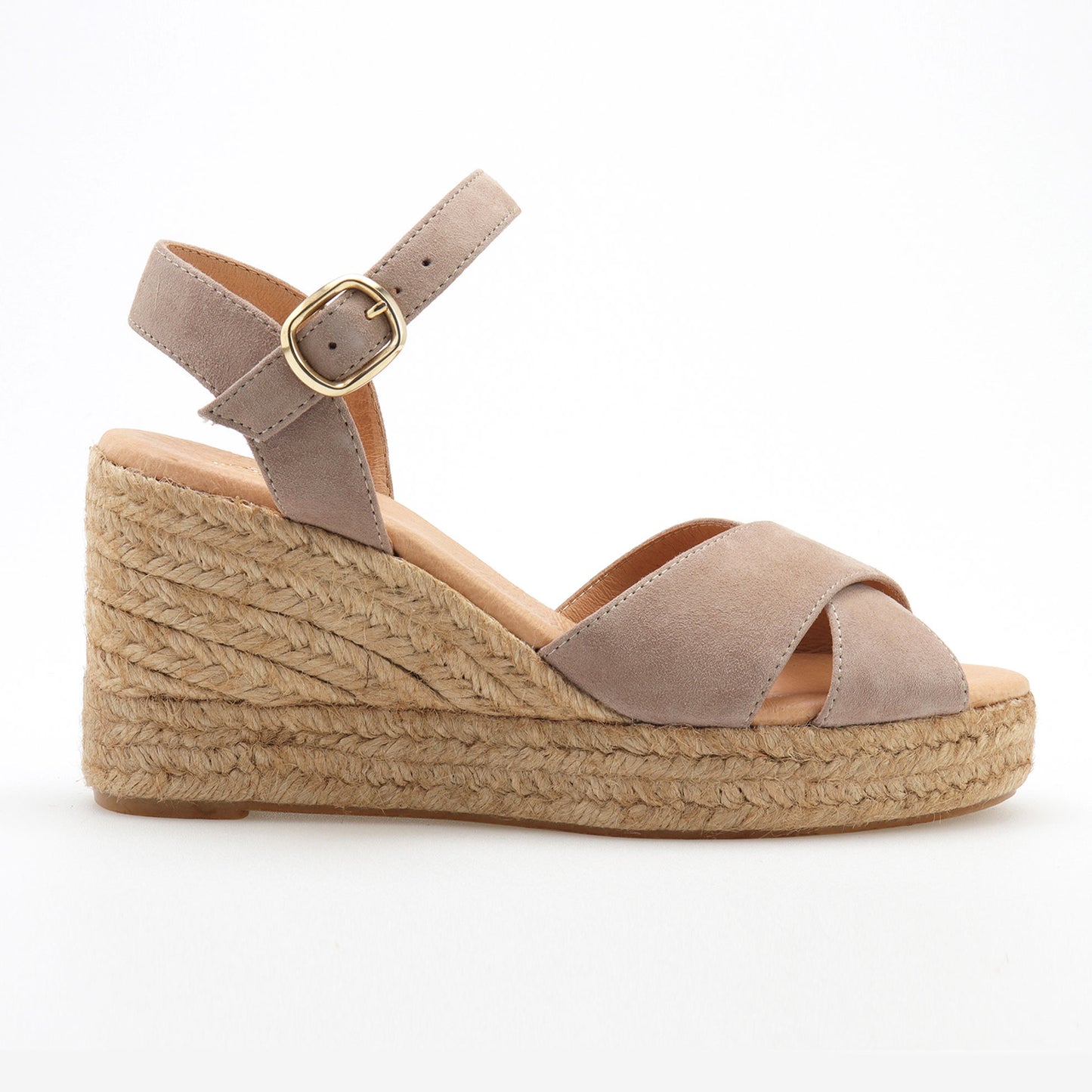 Summer suede espadrille with crossed straps