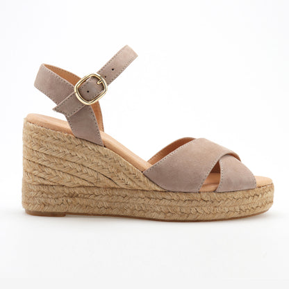 Summer suede espadrille with crossed straps