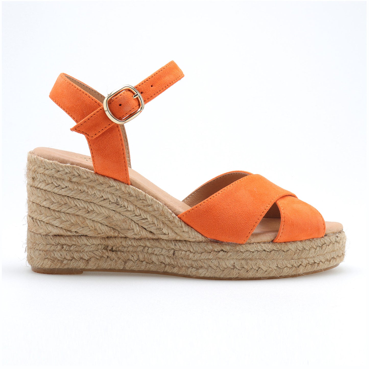 Summer suede espadrille with crossed straps