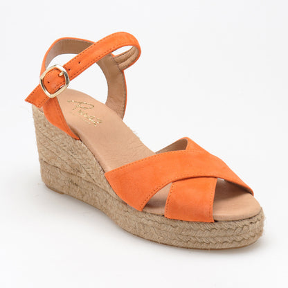 Summer suede espadrille with crossed straps