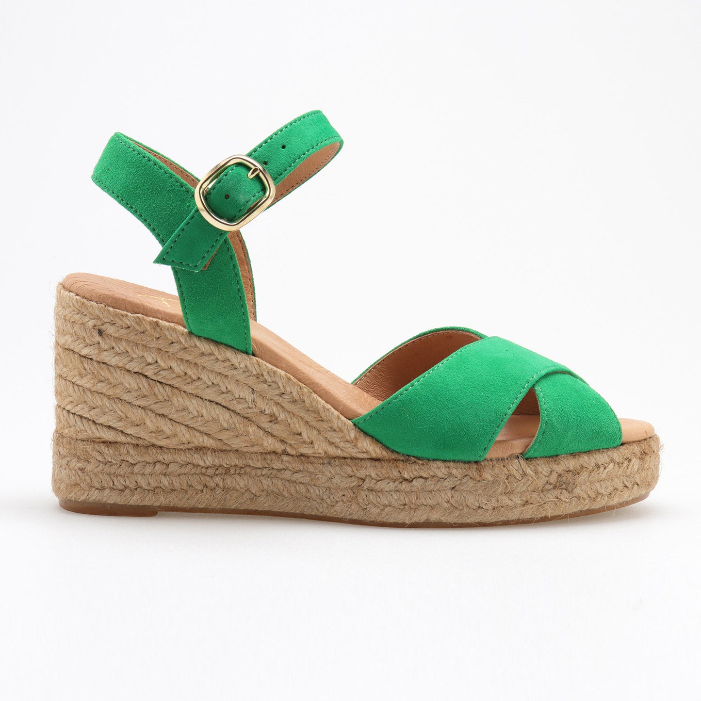 Summer suede espadrille with crossed straps