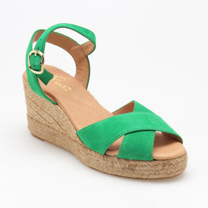 Summer suede espadrille with crossed straps