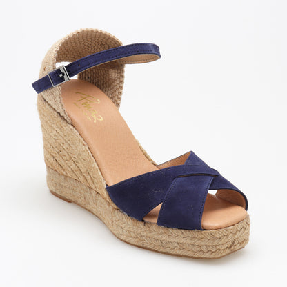 High wedge suede summer espadrilles